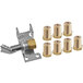 A Cooking Performance Group liquid propane to natural gas conversion kit with brass fittings and a metal bracket.