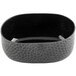 A black aluminum oval bowl with a crackled pattern.