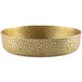 A Tablecraft gold aluminum serving platter with a crackle pattern.