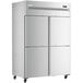 An Avantco stainless steel reach-in refrigerator with half doors.