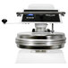 A Proluxe heavy duty pizza dough press with a metal bowl and a handle.
