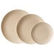 Three GET BambooMel beige plates on a white background.