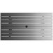 A rectangular matte gray aluminum table with a black umbrella hole.