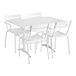 A white Lancaster Table & Seating dining table and chairs.