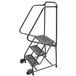 A Ballymore steel rolling ladder with 3 steps and handrail.