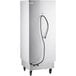 A ServIt stainless steel holding cabinet with black cable and white box.