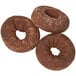 a close up of a brown bagel