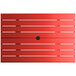 A red rectangular Lancaster Table & Seating outdoor table with a black umbrella hole.