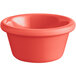 An Acopa Foundations orange smooth melamine ramekin on a white background.