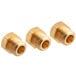 A group of gold brass threaded pipe fittings.