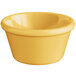 A yellow Acopa Foundations ramekin on a white background.