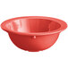 An orange melamine bowl with a narrow rim.