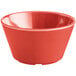 An orange melamine bowl with a white background.