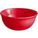 A set of 12 red Acopa melamine bowls.