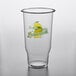 a clear glass with a logo on it