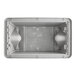 A rectangular gray plastic grease trap with a 3-inch hub and a 50-pound, 25 GPM capacity.