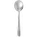 A Walco stainless steel bouillon spoon with a white background.