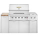 A stainless steel Crown Verity natural gas barbecue grill with a white cover.