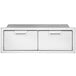 A stainless steel Crown Verity built-in horizontal storage compartment with two drawers.