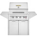 A stainless steel Crown Verity portable outdoor grill with two doors.