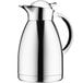 An Alfi stainless steel coffee carafe with a handle.