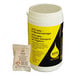 A yellow container with black text for VITO fryer cleaning tabs next to a small packet.