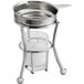A Vollrath chrome butter melter with a metal candle holder and a lid.