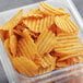 A white plastic container of Martin's BBQ Waffle Chips with a lid.