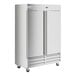An Avantco stainless steel reach-in refrigerator with two doors.