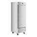 A stainless steel Avantco reach-in freezer with a solid door.