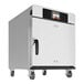 A large silver Alto-Shaam Cook and Hold Smoker Oven with black wheels.