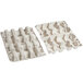 A white molded fiber tray with two slots for wine bottles.
