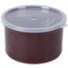 A Carlisle brown plastic crock with lid.