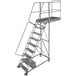 A Ballymore steel cantilever ladder with a platform and handrail.