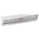 A stainless steel wall mounted rectangular air curtain with a black handle.