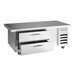 A stainless steel Beverage-Air chef base with two freezer drawers.