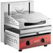 An Avantco electric countertop salamander with a red and black handle.
