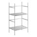 A chrome Regency wire shelving unit with three wire shelves.