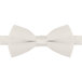 A close-up of a Henry Segal ivory poly-satin bow tie with an adjustable band.