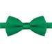 A close-up of a Henry Segal emerald green poly-satin bow tie with an adjustable band.