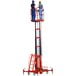 A Ballymore battery-powered maintenance lift with two men on the platform.