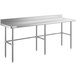 A Regency stainless steel open base work table with metal legs.