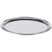 A stainless steel oval tray with a fluted rim.