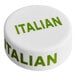 A white silicone lid wrap labeled 'ITALIAN' in green text.