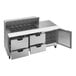 A Beverage-Air stainless steel counter with 4 drawers.