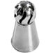 A silver metal Carpigiani Ball Tube Swirl Nozzle with a black spiral.