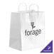 A white paper shopping bag with handles and black customizable text that says "Forge" on it.