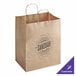 A brown natural kraft paper shopping bag with handles.