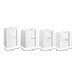 A row of white Choice paper shopping bags with black measurements on the front.