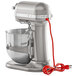 A silver KitchenAid bowl lift countertop mixer with standard accessories.